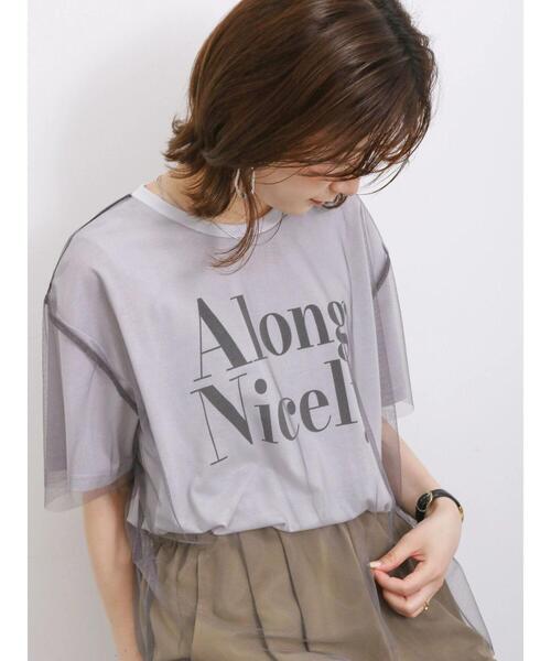 Samansa Mos2 blue(サマンサモスモスブルー)の「チュール付きプリントT(Tシャツ/カットソー・レディース・モカ/サックスブルー/グレー/ブラック/オフホワイト・F)」の13枚目の写真