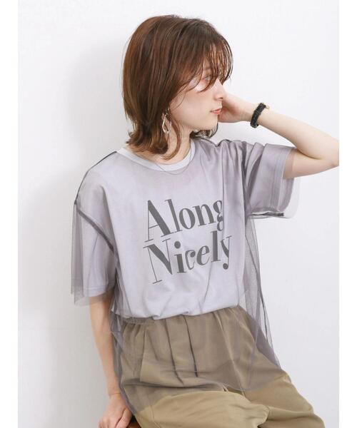 Samansa Mos2 blue(サマンサモスモスブルー)の「チュール付きプリントT(Tシャツ/カットソー・レディース・モカ/サックスブルー/グレー/ブラック/オフホワイト・F)」の15枚目の写真