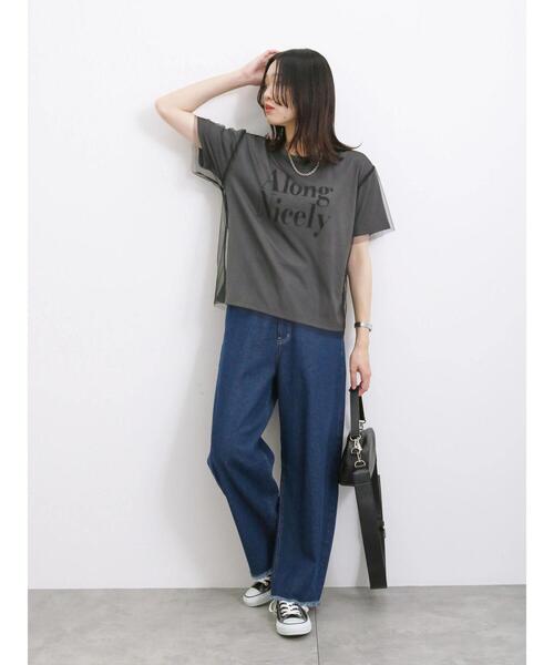 Samansa Mos2 blue(サマンサモスモスブルー)の「チュール付きプリントT(Tシャツ/カットソー・レディース・モカ/サックスブルー/グレー/ブラック/オフホワイト・F)」の21枚目の写真