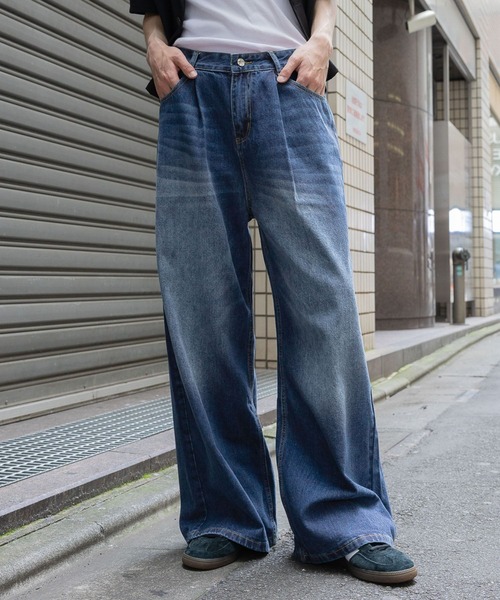 HESNTLS::デニムパンツ:34[RESALE] セール】ハイウエストセンターラインフレアデニムパンツ（デニム