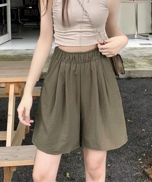 Miniministore(ミニミニストア)の「韓国風 ワイドショートパンツ レディース(カーゴパンツ・レディース・グレー/ブラック/カーキ/ベージュ/ピンク・FREE)」の4枚目の写真