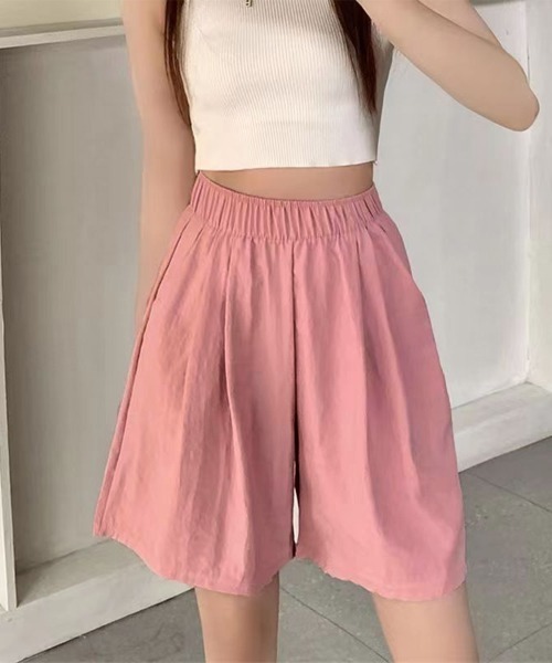 Miniministore(ミニミニストア)の「韓国風 ワイドショートパンツ レディース(カーゴパンツ・レディース・グレー/ブラック/カーキ/ベージュ/ピンク・FREE)」の5枚目の写真