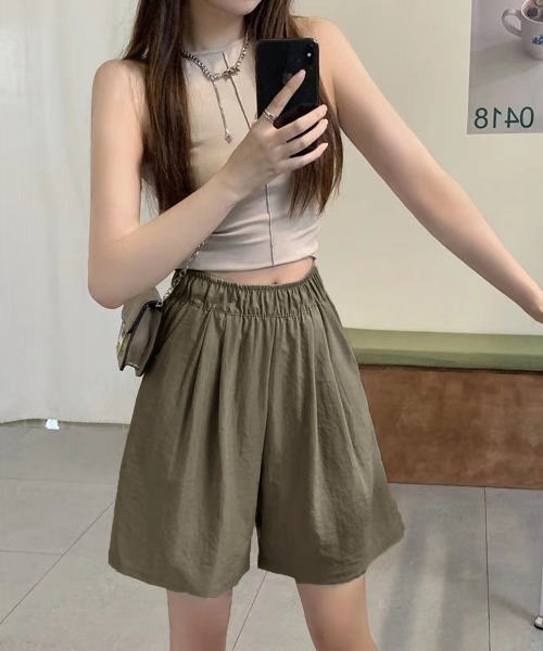 Miniministore(ミニミニストア)の「韓国風 ワイドショートパンツ レディース(カーゴパンツ・レディース・グレー/ブラック/カーキ/ベージュ/ピンク・FREE)」の6枚目の写真