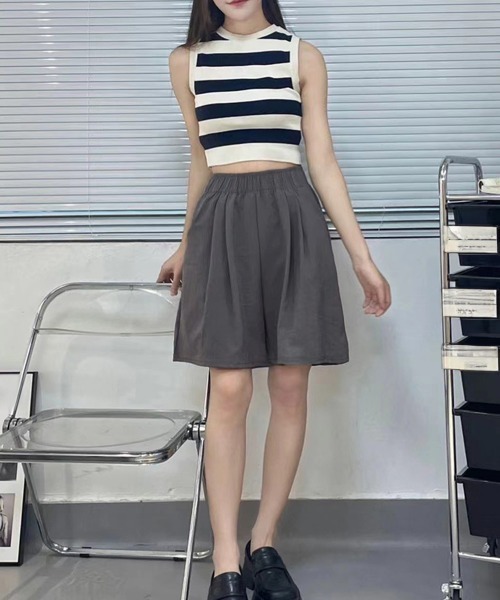 Miniministore(ミニミニストア)の「韓国風 ワイドショートパンツ レディース(カーゴパンツ・レディース・グレー/ブラック/カーキ/ベージュ/ピンク・FREE)」の9枚目の写真