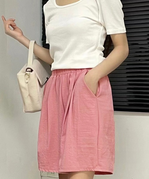 Miniministore(ミニミニストア)の「韓国風 ワイドショートパンツ レディース(カーゴパンツ・レディース・グレー/ブラック/カーキ/ベージュ/ピンク・FREE)」の13枚目の写真