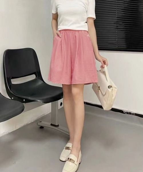 Miniministore(ミニミニストア)の「韓国風 ワイドショートパンツ レディース(カーゴパンツ・レディース・グレー/ブラック/カーキ/ベージュ/ピンク・FREE)」の14枚目の写真