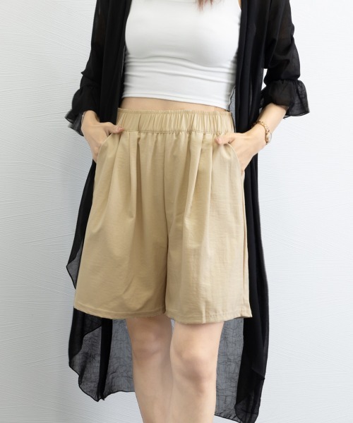 Miniministore(ミニミニストア)の「韓国風 ワイドショートパンツ レディース(カーゴパンツ・レディース・グレー/ブラック/カーキ/ベージュ/ピンク・FREE)」の16枚目の写真