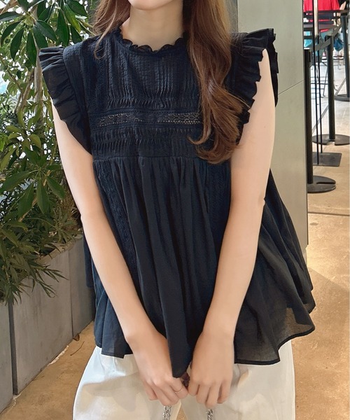 INGNI（イング）の「綿ボイルピンタックフリルブラウス（シャツ/ブラウス・レディース・オフホワイト/ブルー/ブラック・M）」の12枚目の写真