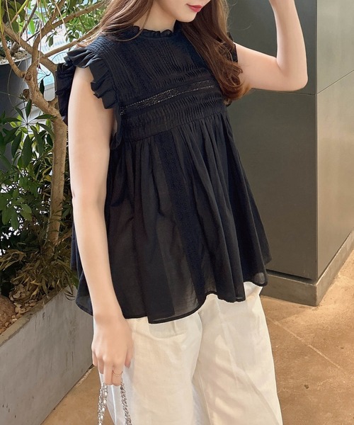 INGNI（イング）の「綿ボイルピンタックフリルブラウス（シャツ/ブラウス・レディース・オフホワイト/ブルー/ブラック・M）」の13枚目の写真