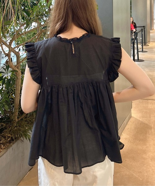 INGNI（イング）の「綿ボイルピンタックフリルブラウス（シャツ/ブラウス・レディース・オフホワイト/ブルー/ブラック・M）」の14枚目の写真