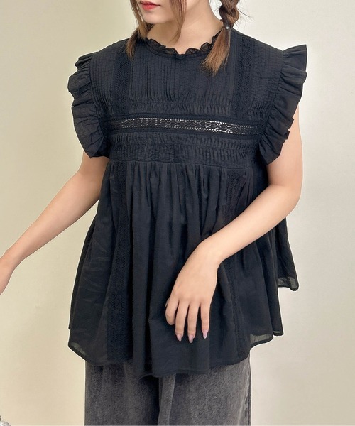 INGNI（イング）の「綿ボイルピンタックフリルブラウス（シャツ/ブラウス・レディース・オフホワイト/ブルー/ブラック・M）」の18枚目の写真