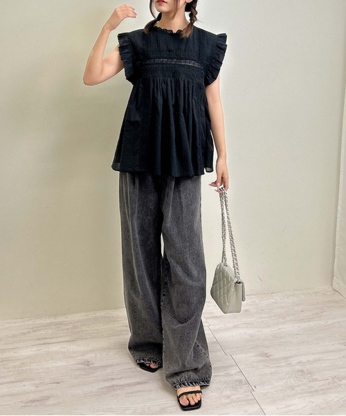 INGNI（イング）の「綿ボイルピンタックフリルブラウス（シャツ/ブラウス・レディース・オフホワイト/ブルー/ブラック・M）」の19枚目の写真