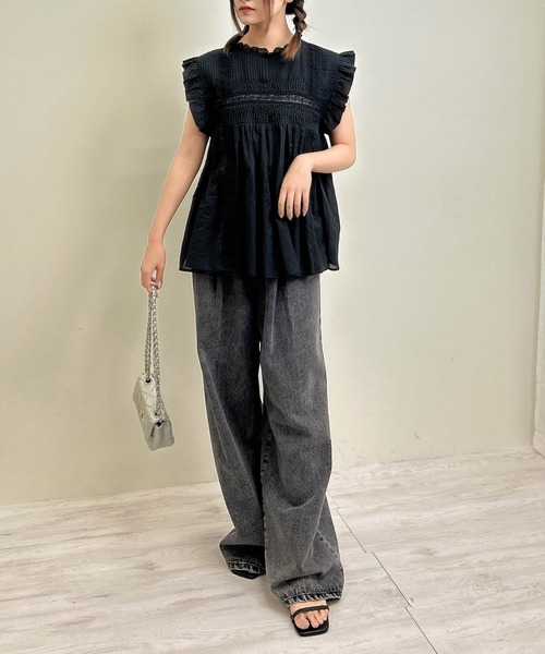 INGNI（イング）の「綿ボイルピンタックフリルブラウス（シャツ/ブラウス・レディース・オフホワイト/ブルー/ブラック・M）」の20枚目の写真