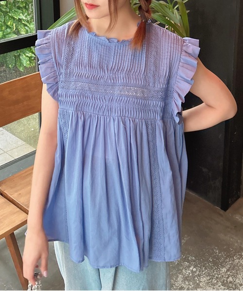 INGNI（イング）の「綿ボイルピンタックフリルブラウス（シャツ/ブラウス・レディース・オフホワイト/ブルー/ブラック・M）」の22枚目の写真