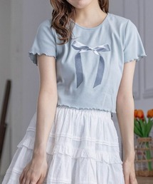 clear | リボンプリントメロウ半袖カットソートップス≪2024SS新作≫(Tシャツ/カットソー)