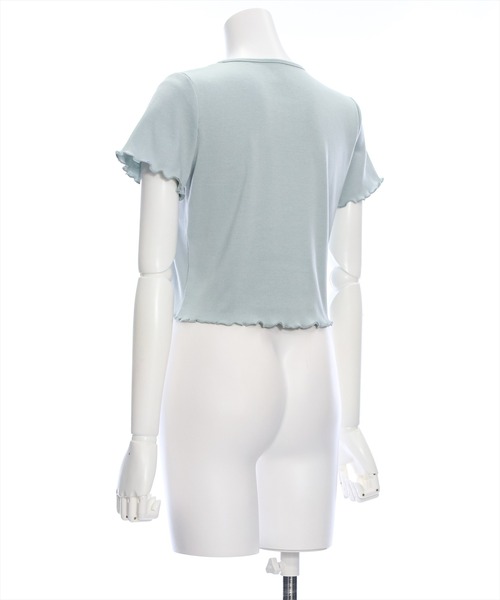 clear（クリア）の「リボンプリントメロウ半袖カットソートップス[バレエコア ガーリー レフンチ カジュアル]≪再入荷≫（Tシャツ/カットソー・レディース・オフホワイト/サックスブルー/ブラック・F）」の6枚目の写真