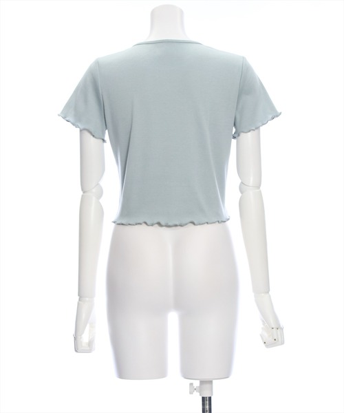 clear（クリア）の「リボンプリントメロウ半袖カットソートップス[バレエコア ガーリー レフンチ カジュアル]≪再入荷≫（Tシャツ/カットソー・レディース・オフホワイト/サックスブルー/ブラック・F）」の7枚目の写真