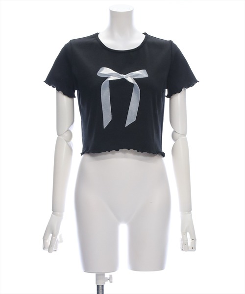 clear（クリア）の「リボンプリントメロウ半袖カットソートップス[バレエコア ガーリー レフンチ カジュアル]≪再入荷≫（Tシャツ/カットソー・レディース・オフホワイト/サックスブルー/ブラック・F）」の16枚目の写真