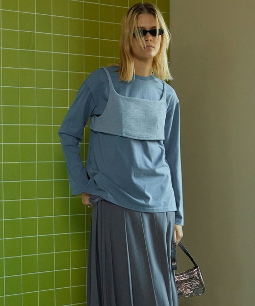 MAISON SPECIAL（メゾンスペシャル）の「Bustier Combination Big Size T-shirt/ビスチェコンビビッグTEE【MAISON SPECIAL/メゾンスペシャル】（Tシャツ/カットソー・レディース・ブルー/ブラック/モカ・FREE）」の8枚目の写真