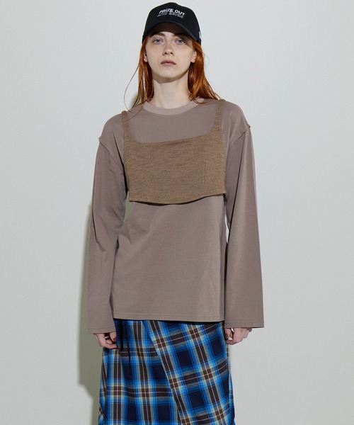 MAISON SPECIAL（メゾンスペシャル）の「Bustier Combination Big Size T-shirt/ビスチェコンビビッグTEE【MAISON SPECIAL/メゾンスペシャル】（Tシャツ/カットソー・レディース・ブルー/ブラック/モカ・FREE）」の6枚目の写真