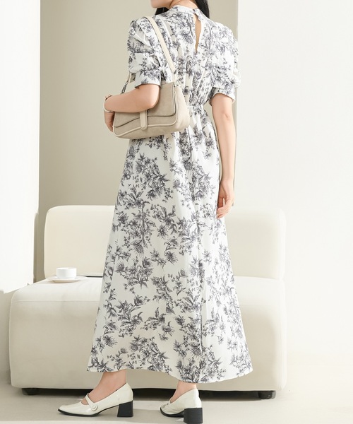 Lace Ladies(レースレディース)の「プチハイネック 花柄 ギャザー ワンピース(ワンピース・レディース・ブルー/ピンク・S/FREE)」の6枚目の写真