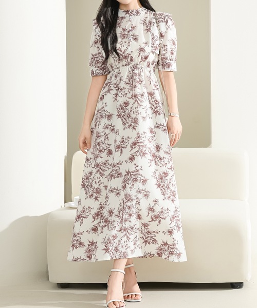 Lace Ladies(レースレディース)の「プチハイネック 花柄 ギャザー ワンピース(ワンピース・レディース・ブルー/ピンク・S/FREE)」の8枚目の写真