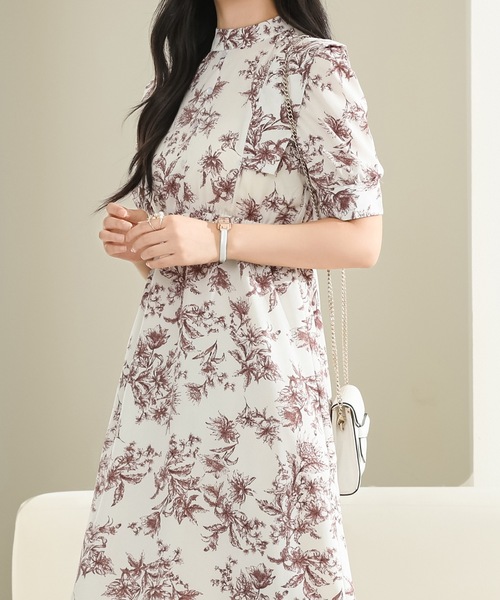 Lace Ladies(レースレディース)の「プチハイネック 花柄 ギャザー ワンピース(ワンピース・レディース・ブルー/ピンク・S/FREE)」の11枚目の写真