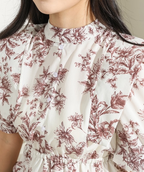 Lace Ladies(レースレディース)の「プチハイネック 花柄 ギャザー ワンピース(ワンピース・レディース・ブルー/ピンク・S/FREE)」の14枚目の写真
