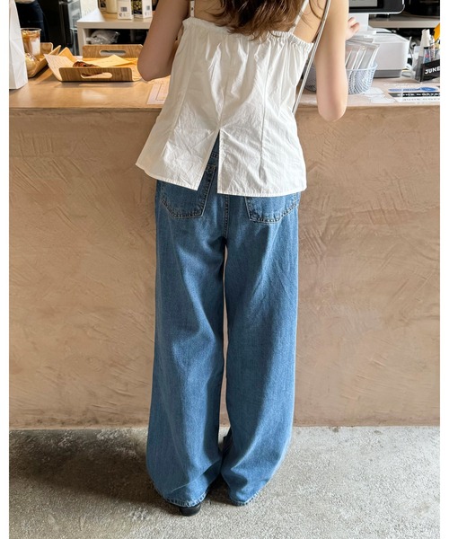 LE MORE(リモア)の「ライトオンスロングワイドデニム(デニムパンツ・レディース・ブルー・FREE)」の16枚目の写真
