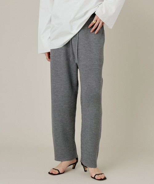 Curensology（カレンソロジー）の「Curensology(カレンソロジー)/9Gリブニットパンツ（その他パンツ・レディース・グレー/ブラック・FREE）」の10枚目の写真