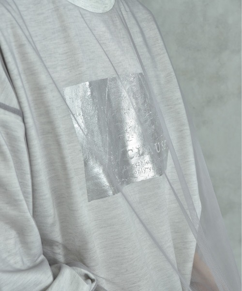 actuel（アクチュエル）の「【ａｃｔｕｅｌ】シアーレイヤードスウェット箔プリントプルオーバー（Tシャツ/カットソー・レディース・ライトベージュ/グレー/チャコールグレー・FREE）」の11枚目の写真