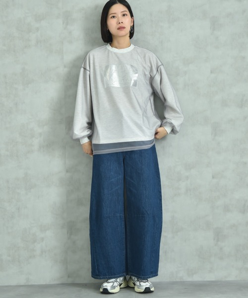 actuel（アクチュエル）の「【ａｃｔｕｅｌ】シアーレイヤードスウェット箔プリントプルオーバー（Tシャツ/カットソー・レディース・ライトベージュ/グレー/チャコールグレー・FREE）」の12枚目の写真