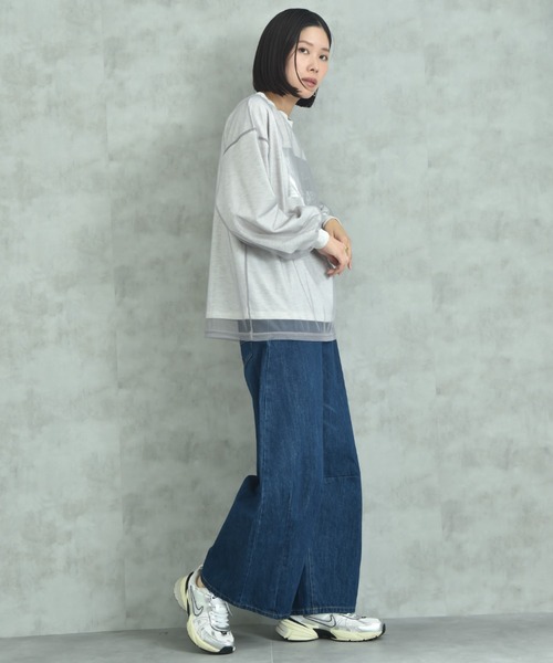 actuel（アクチュエル）の「【ａｃｔｕｅｌ】シアーレイヤードスウェット箔プリントプルオーバー（Tシャツ/カットソー・レディース・ライトベージュ/グレー/チャコールグレー・FREE）」の13枚目の写真