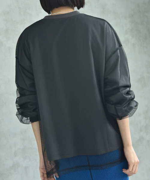 actuel（アクチュエル）の「【ａｃｔｕｅｌ】シアーレイヤードスウェット箔プリントプルオーバー（Tシャツ/カットソー・レディース・ライトベージュ/グレー/チャコールグレー・FREE）」の18枚目の写真