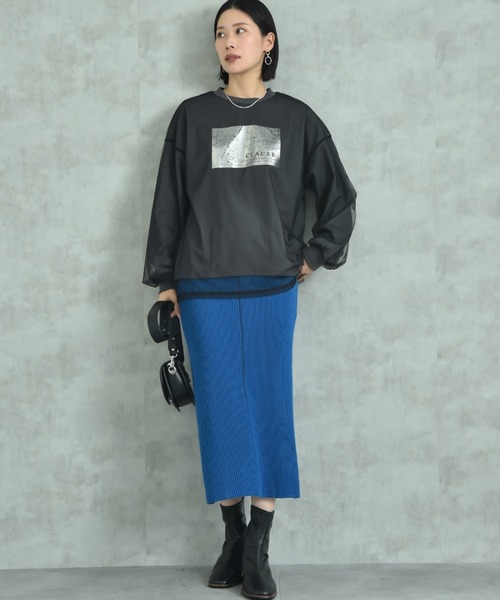 actuel（アクチュエル）の「【ａｃｔｕｅｌ】シアーレイヤードスウェット箔プリントプルオーバー（Tシャツ/カットソー・レディース・ライトベージュ/グレー/チャコールグレー・FREE）」の20枚目の写真