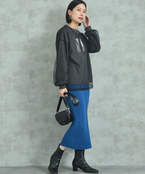 actuel（アクチュエル）の「【ａｃｔｕｅｌ】シアーレイヤードスウェット箔プリントプルオーバー（Tシャツ/カットソー・レディース・ライトベージュ/グレー/チャコールグレー・FREE）」の21枚目の写真