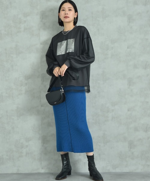 actuel（アクチュエル）の「【ａｃｔｕｅｌ】シアーレイヤードスウェット箔プリントプルオーバー（Tシャツ/カットソー・レディース・ライトベージュ/グレー/チャコールグレー・FREE）」の22枚目の写真