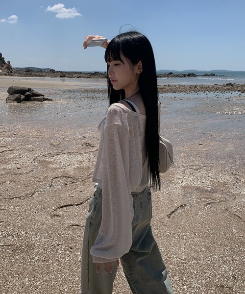 anyonemore（エニワンモア）の「フロント紐サマーボレロカーディガン（カーディガン/ボレロ・レディース・ブラック/グレー/オートミール・FREE）」の13枚目の写真