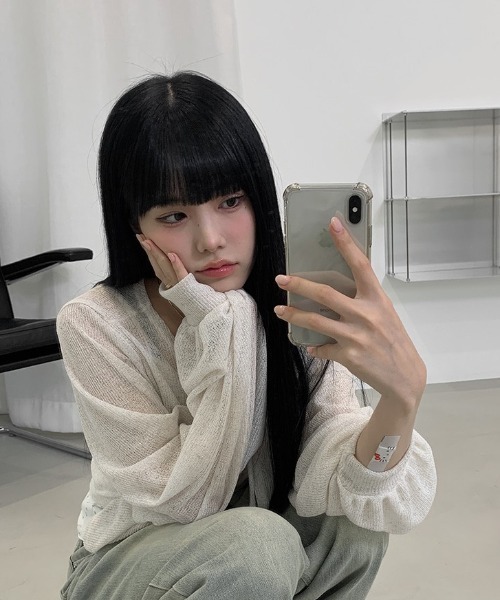 anyonemore（エニワンモア）の「フロント紐サマーボレロカーディガン（カーディガン/ボレロ・レディース・ブラック/グレー/オートミール・FREE）」の9枚目の写真