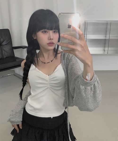 anyonemore（エニワンモア）の「フロント紐サマーボレロカーディガン（カーディガン/ボレロ・レディース・ブラック/グレー/オートミール・FREE）」の18枚目の写真