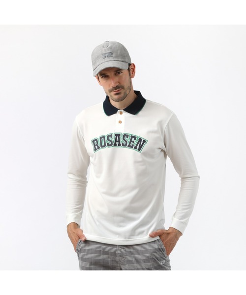 ROSASEN(ロサーセン)の「【Rosasen/GOLF】カノコストレッチ長袖ポロ(Tシャツ/カットソー・メンズ・ネイビー/パープル/ホワイト・50)」の1枚目の写真