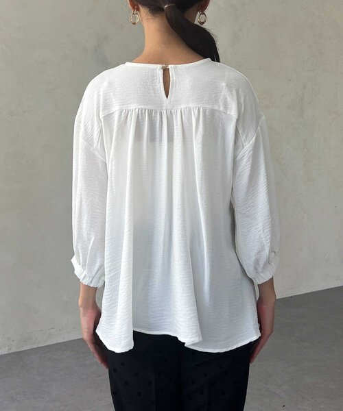 Chez toi(シェトワ)の「【マイナス3キロ見え】7分袖ウエストタックペプラムブラウス(シャツ/ブラウス・レディース・ブラウン/オフホワイト/ブラック・FREE)」の6枚目の写真