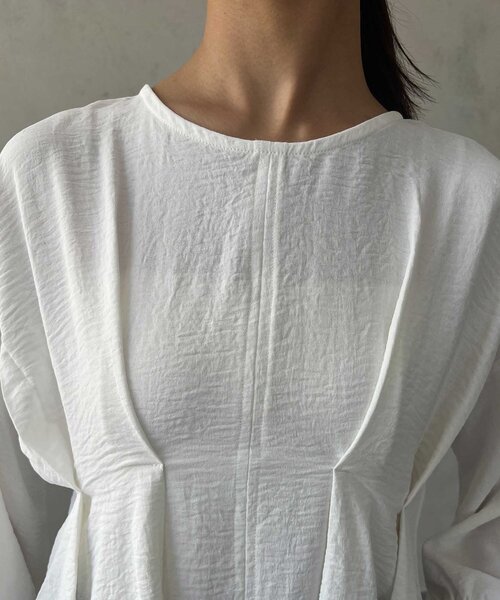 Chez toi(シェトワ)の「【マイナス3キロ見え】7分袖ウエストタックペプラムブラウス(シャツ/ブラウス・レディース・ブラウン/オフホワイト/ブラック・FREE)」の12枚目の写真