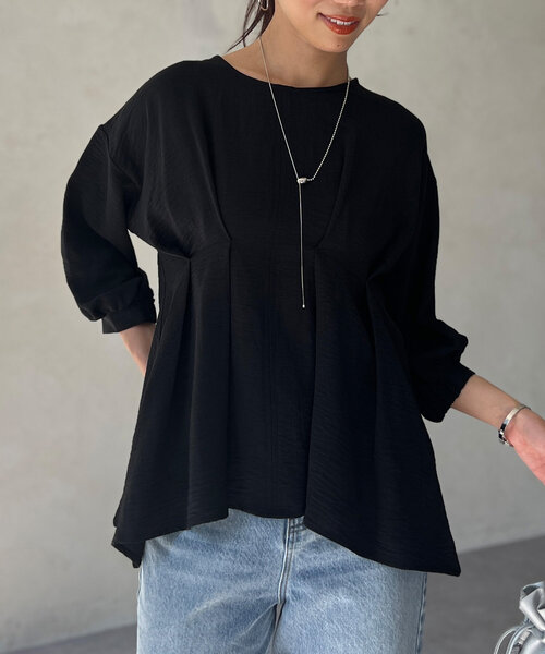 Chez toi(シェトワ)の「【マイナス3キロ見え】7分袖ウエストタックペプラムブラウス(シャツ/ブラウス・レディース・ブラウン/オフホワイト/ブラック・FREE)」の13枚目の写真