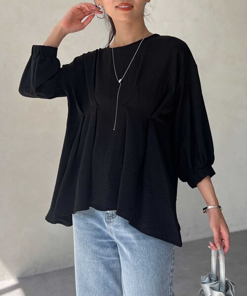 Chez toi(シェトワ)の「【マイナス3キロ見え】7分袖ウエストタックペプラムブラウス(シャツ/ブラウス・レディース・ブラウン/オフホワイト/ブラック・FREE)」の22枚目の写真