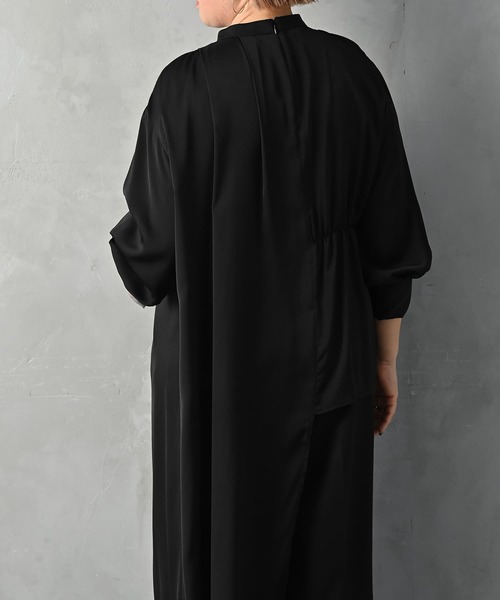 STYLE DELI(スタイルデリ)の「【BLK001】アシンメトリー切り替えシャツワンピース(ワンピース・レディース・ライトグレー/ブラック・FREE)」の13枚目の写真