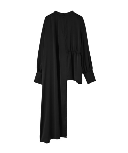 BLK001】アシンメトリー切り替えシャツワンピース（ワンピース