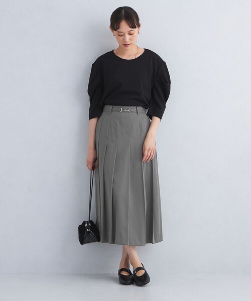 新品❤️ARCHIVIO グリーン プリーツスカート マットサテンロングプリーツスカート