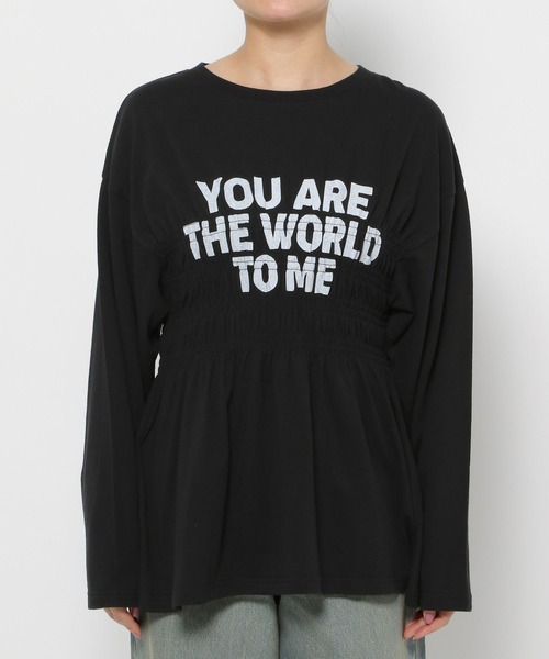 LOWRYS FARM（ローリーズファーム）の「リメイクシャーリングＴＬＳ 146012（Tシャツ/カットソー・レディース・オフホワイト/チャコールグレー/グレー・FREE）」の4枚目の写真