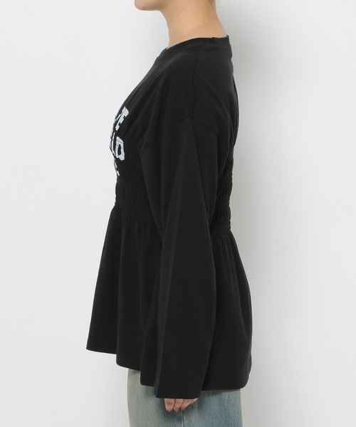 LOWRYS FARM（ローリーズファーム）の「リメイクシャーリングＴＬＳ 146012（Tシャツ/カットソー・レディース・オフホワイト/チャコールグレー/グレー・FREE）」の5枚目の写真